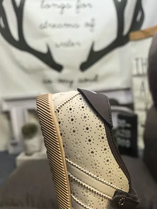 Beige Brown Perforated Upper Dual-Strap Closure Casual Shoes 3