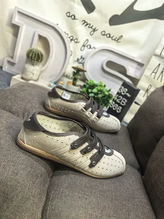 Beige Brown Perforated Upper Dual-Strap Closure Casual Shoes 9