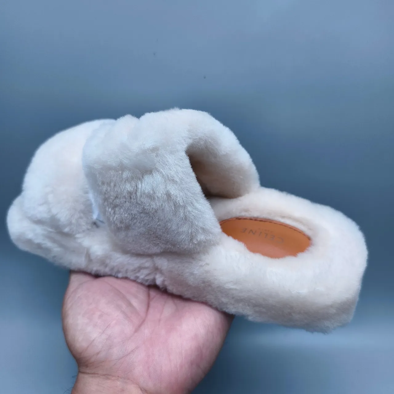 Beige Brown Plush Faux Fur Upper Double-Strap Slide Slippers 4
