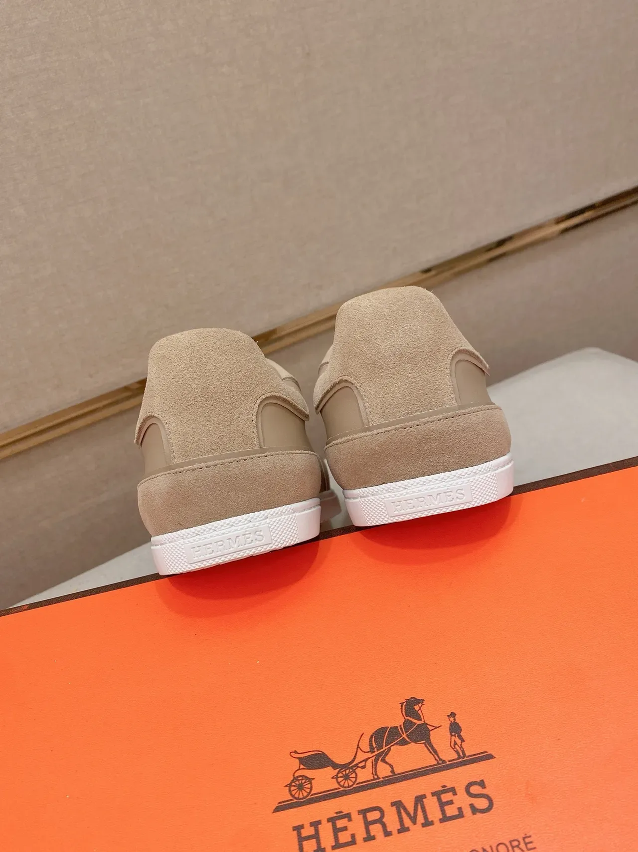 Beige Suede and Leather Panelled Low-Top Lifestyle Sneaker 3