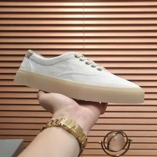 Beige White Low-Top Upper Canvas Shoes