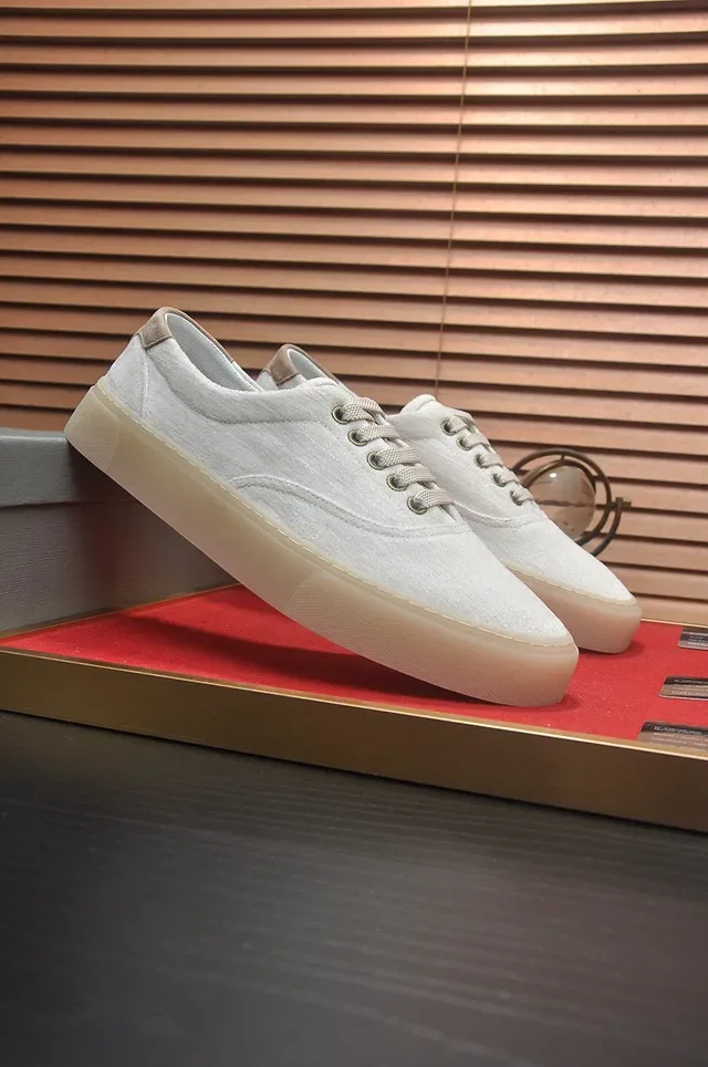 Beige White Low-Top Upper Canvas Shoes 3