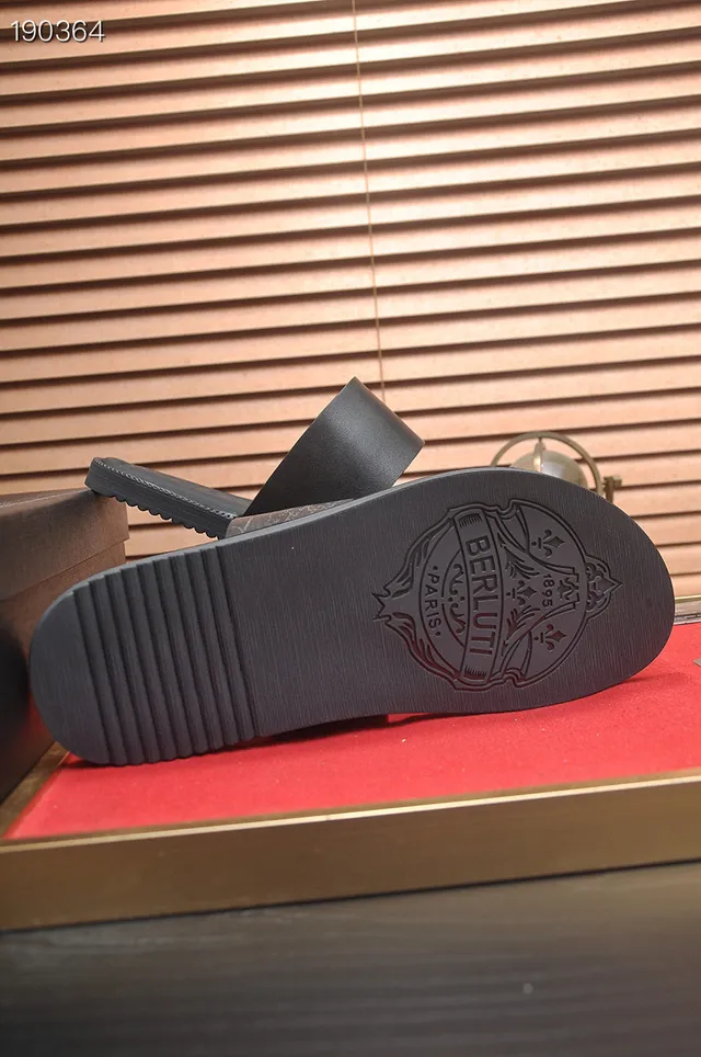 Berluti Black Blue Two-Strap Slide Iridescent Accent Slippers 2