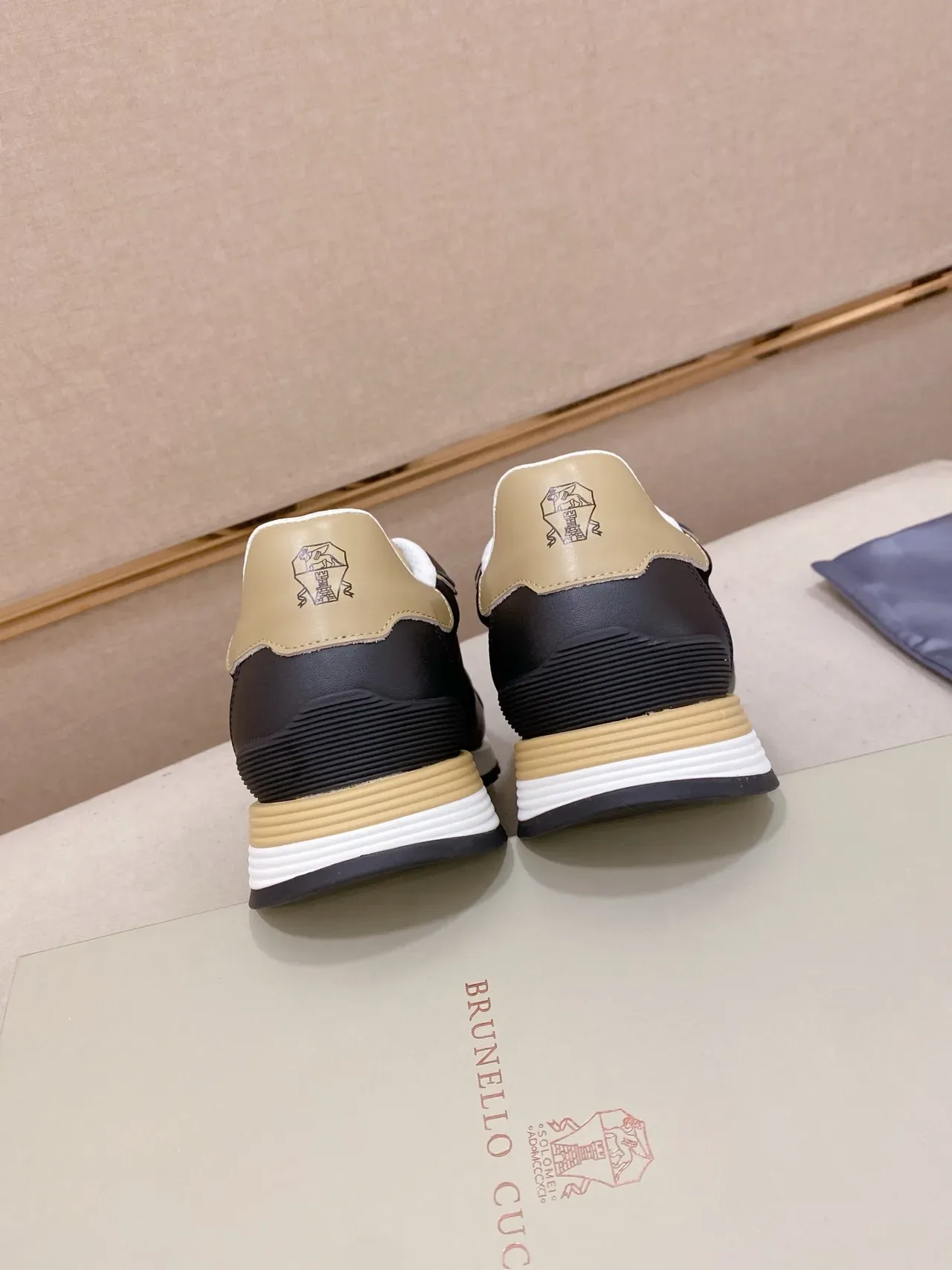 Black and Beige Mixed-Material Panelled Sneaker 3