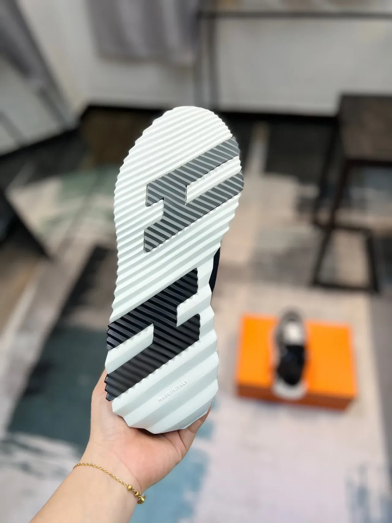 Black and White Contrast Piping Sculpted Sole Sneaker 8