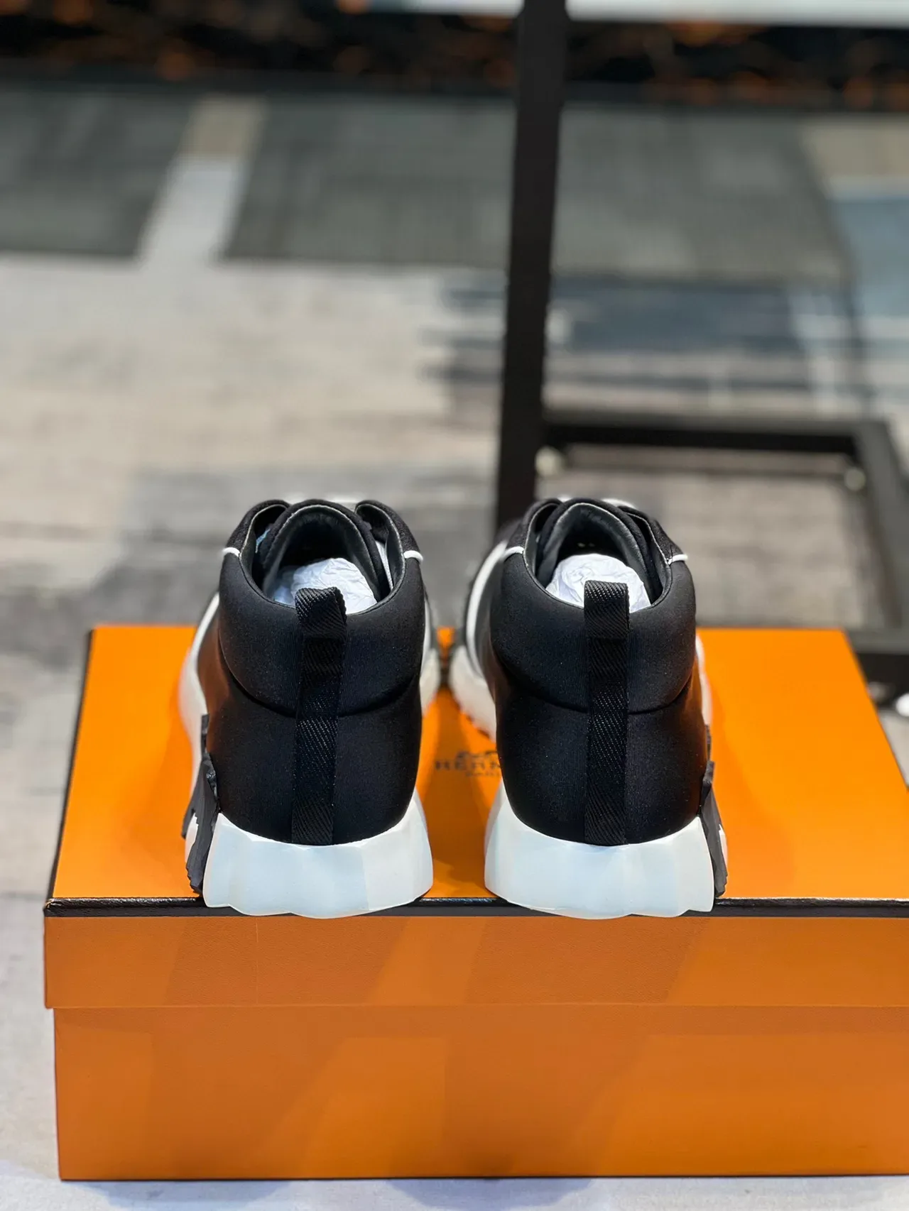 Black and White High-Top Piped Sneaker 2