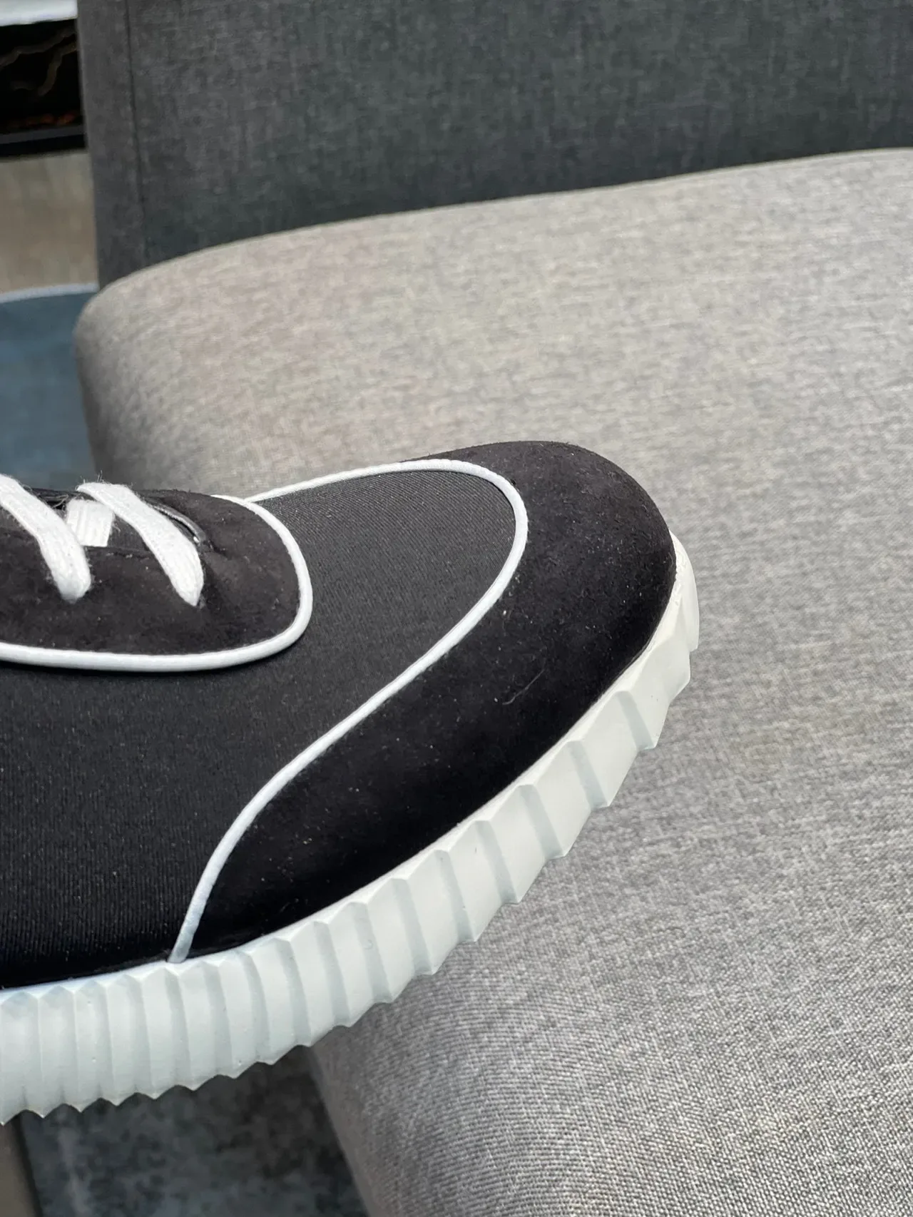Black and White High-Top Piped Sneaker 3