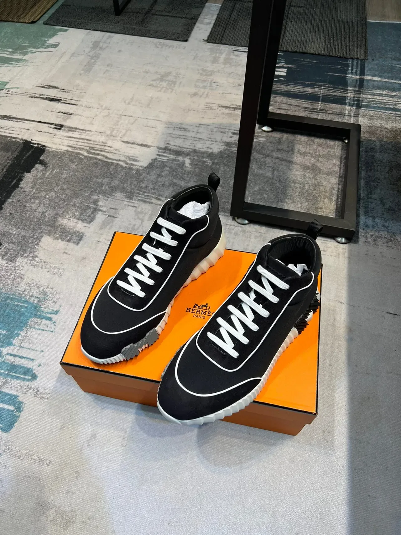 Black and White High-Top Piped Sneaker 4