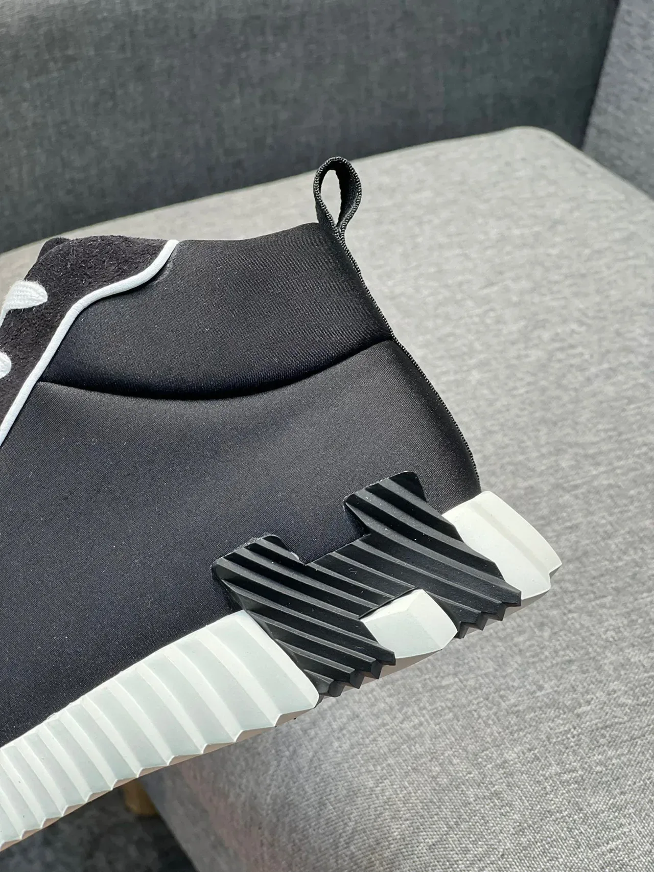 Black and White High-Top Piped Sneaker 7