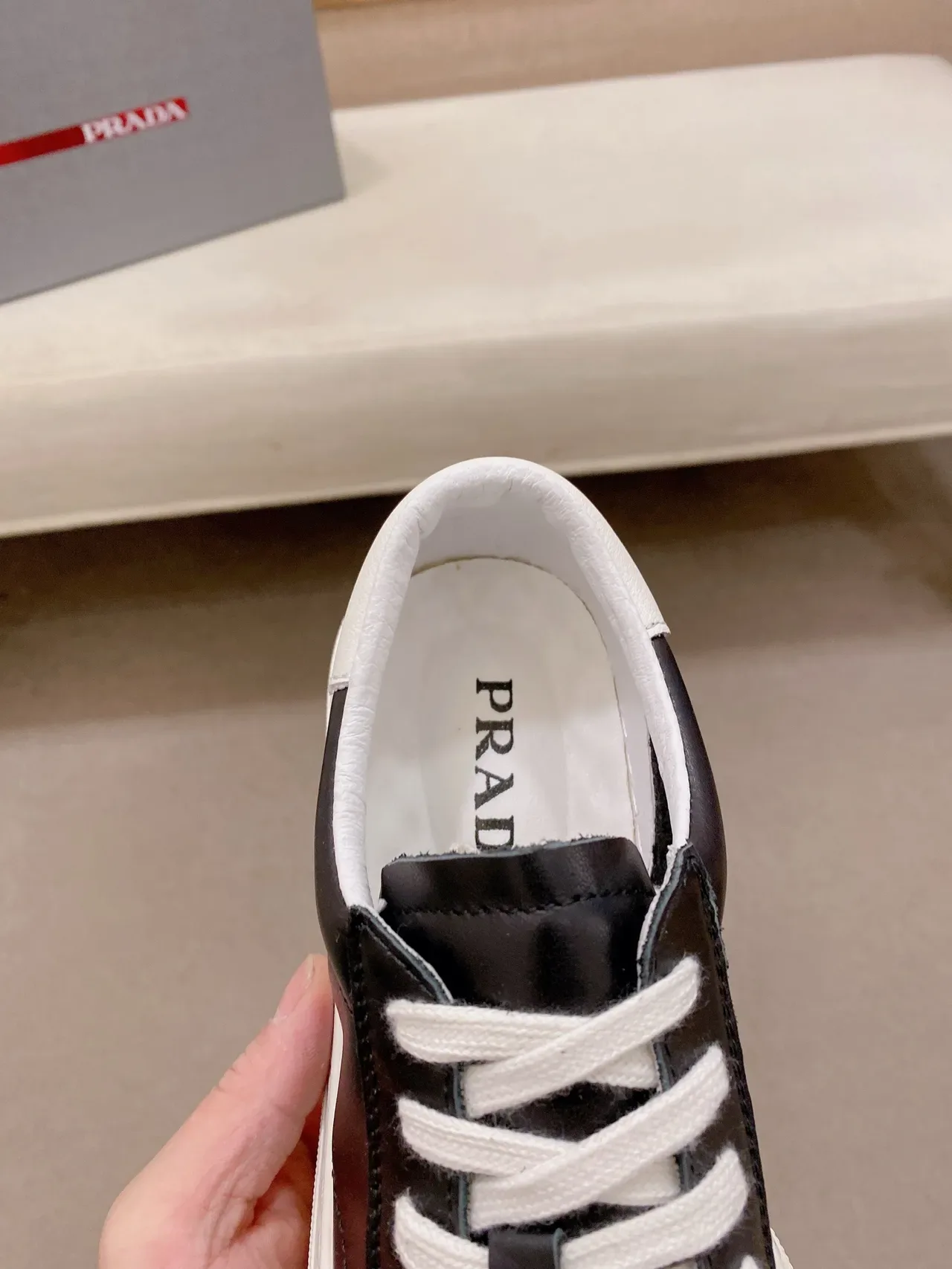 Black and White Low-Top Leather Sneaker 3