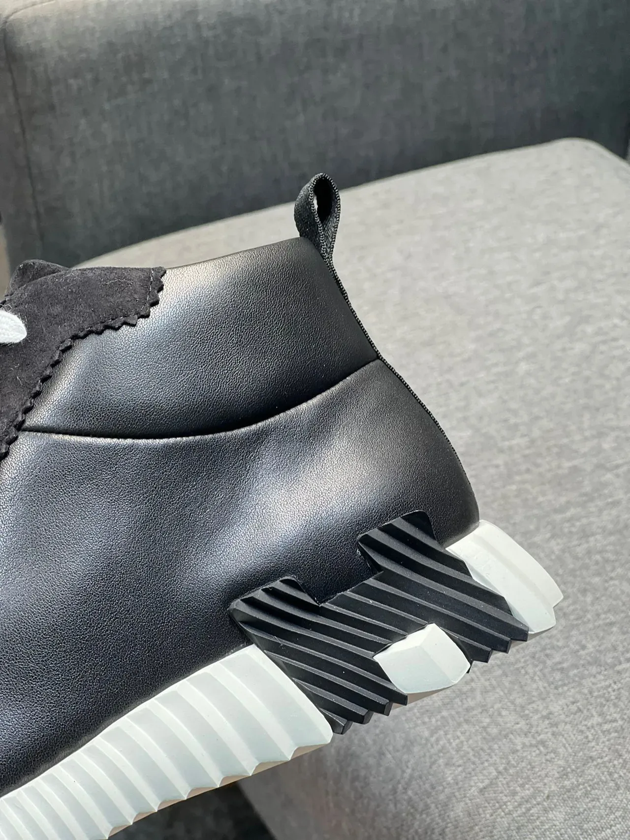 Black and White Mid-Cut High-Top Sneaker 2