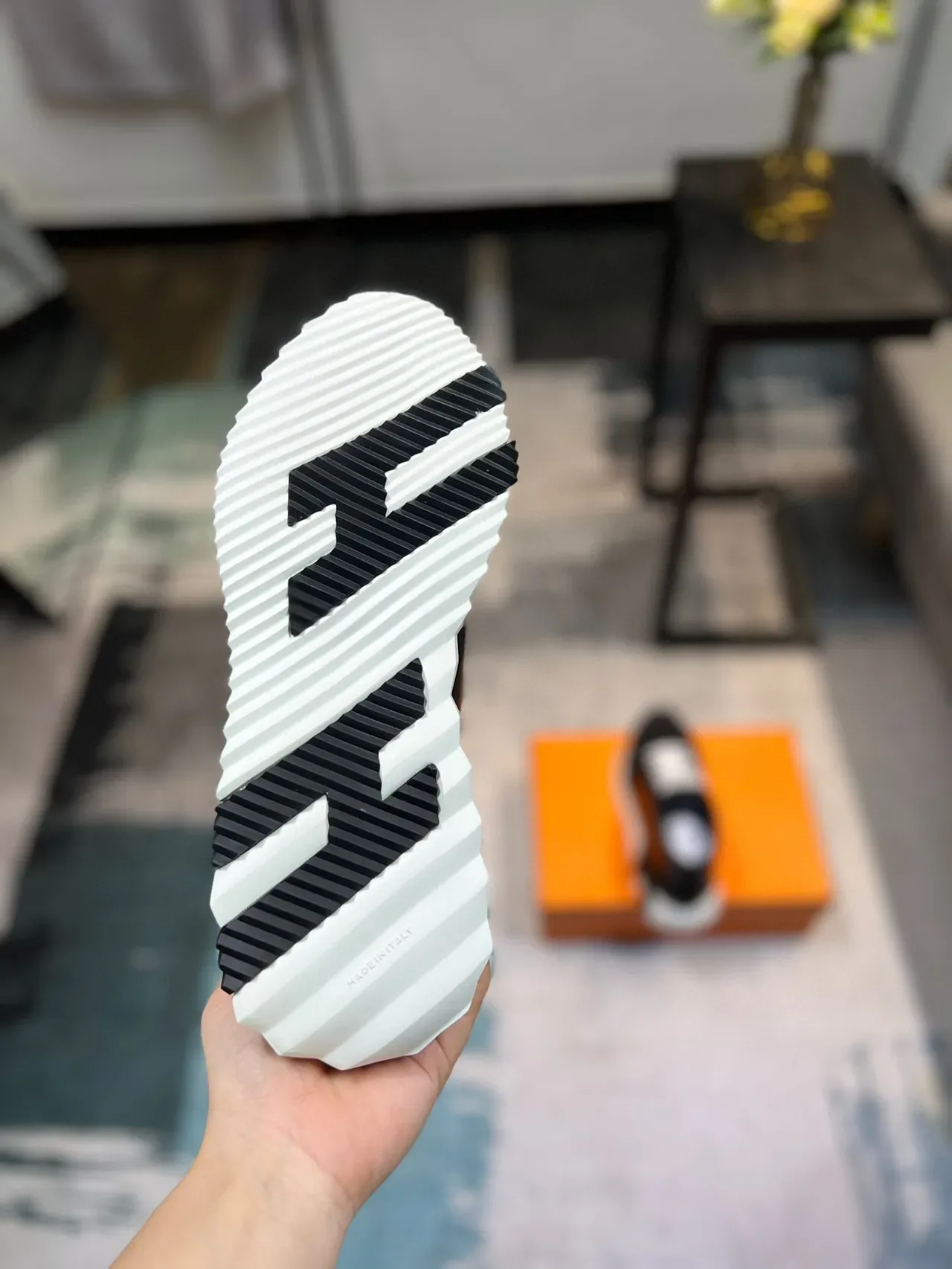Black and White Mid-Cut High-Top Sneaker 8