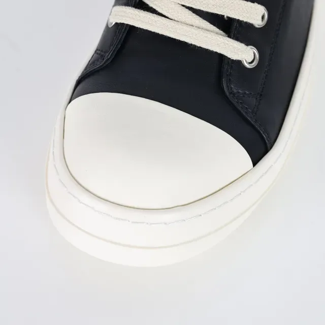 Black Beige Leather Upper Off-White Platform Sole Sneakers 5