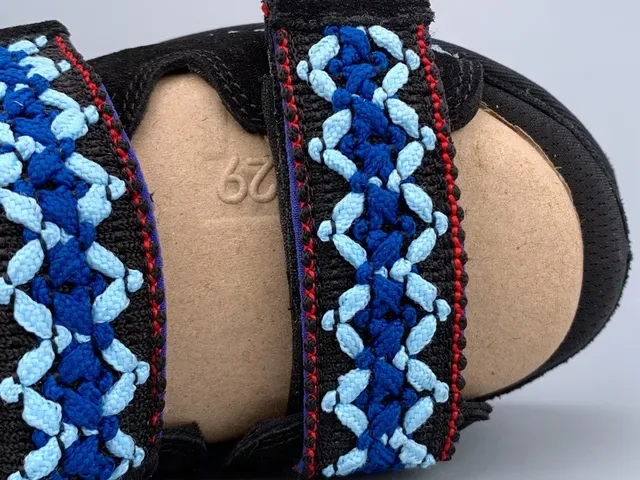 Black Blue Platform Sole Embroidered Strap Detail Casual Sandals 8