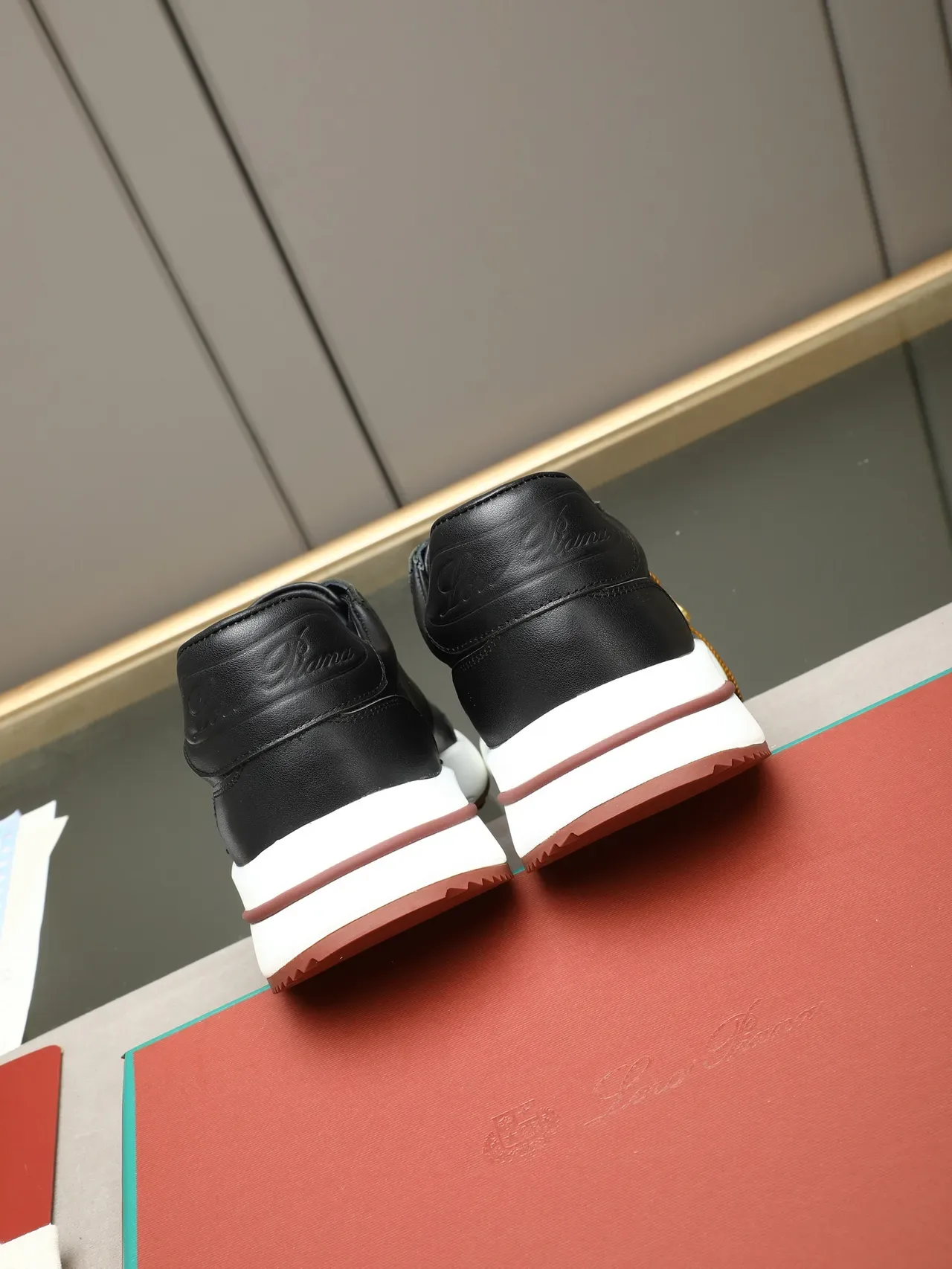 Black Brown Leather Upper Chunky Platform Sole Sneakers 4