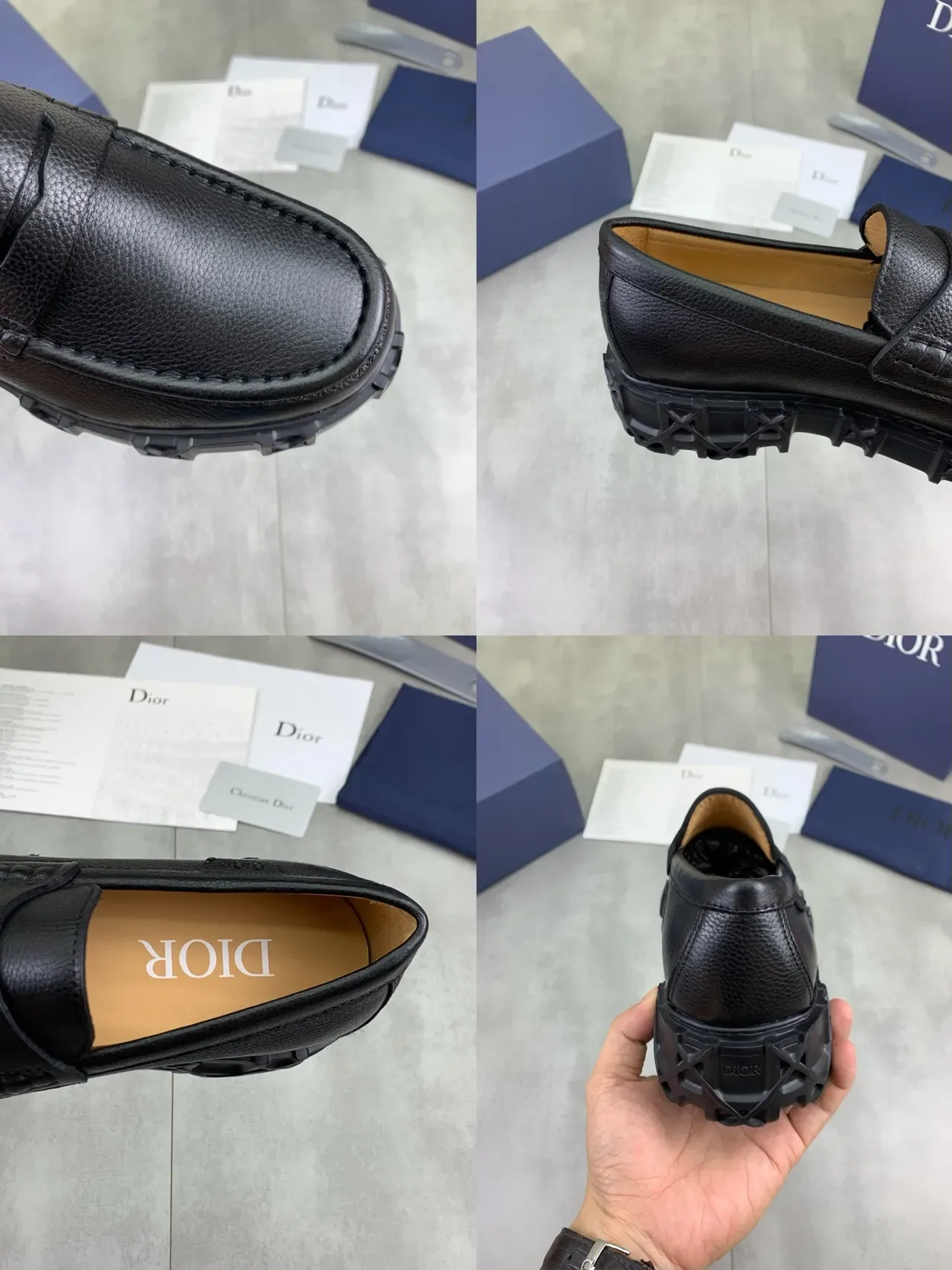 Black Brown Pebbled Leather Penny Strap Loafer 2