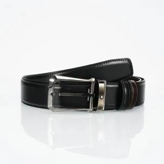 Black Brown Reversible Buckle Stitched Leather Belt