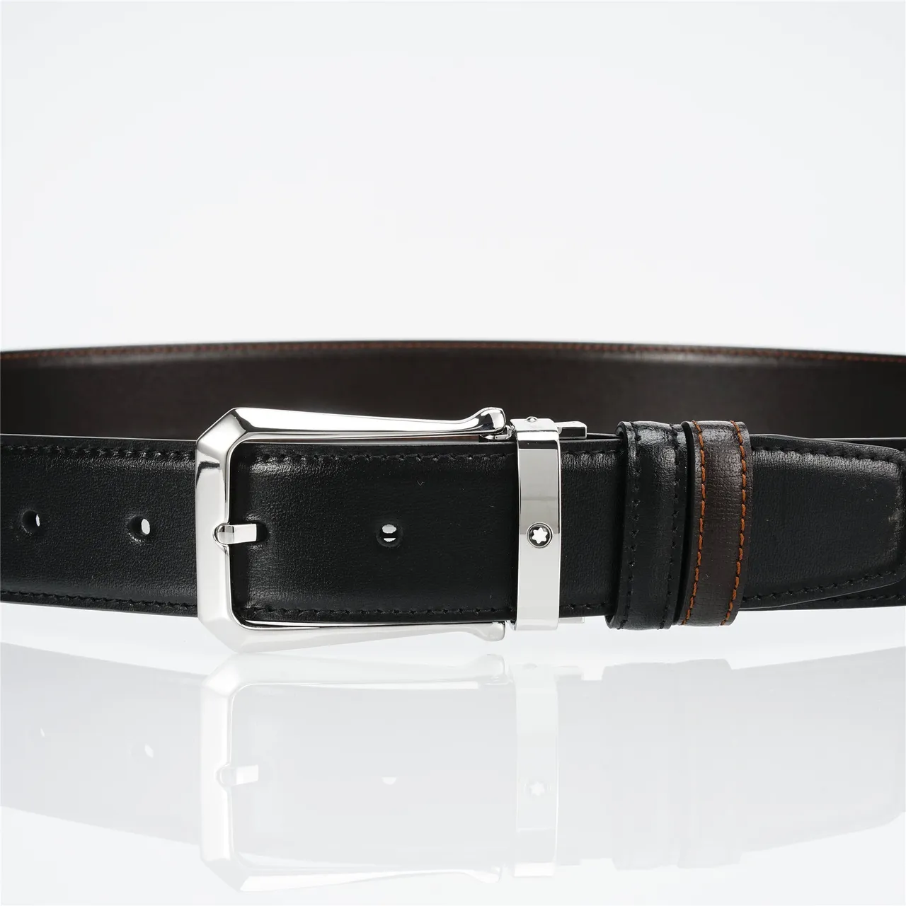 Black Brown Reversible Leather Belt 6