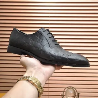 Black Checkered Embossed Leather Full Perforations Brogue