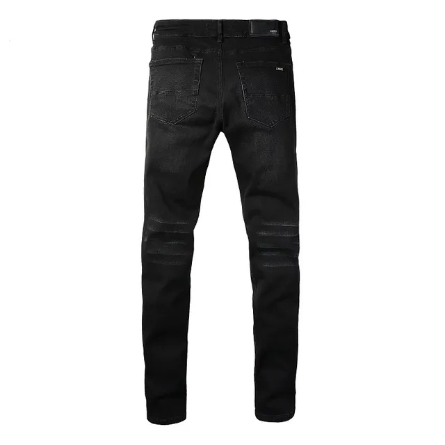 Black Distressed Slim-Fit Ripped Jeans 14