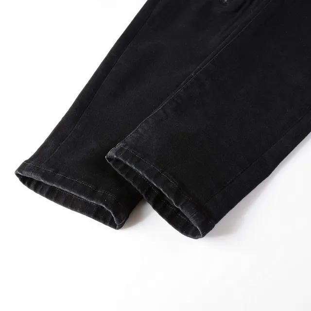 Black Distressed Slim-Fit Ripped Jeans 17