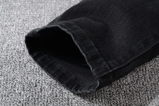 Black Distressed Slim-Fit Ripped Knee Jeans 6