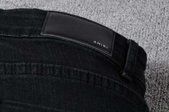 Black Distressed Slim-Fit Ripped Knee Jeans 7