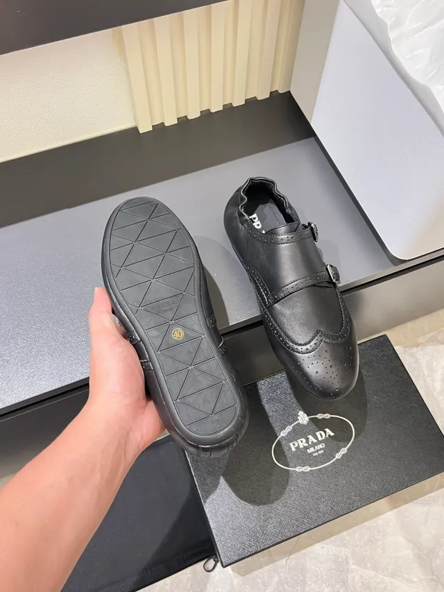 Zapatos Monk de doble correa de cuero brogue negro 3