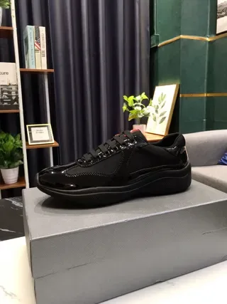 Black Glossy Patent and Mesh Lace-Up Lifestyle Sneakers 2