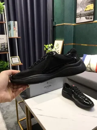 Black Glossy Patent and Mesh Lace-Up Lifestyle Sneakers 7