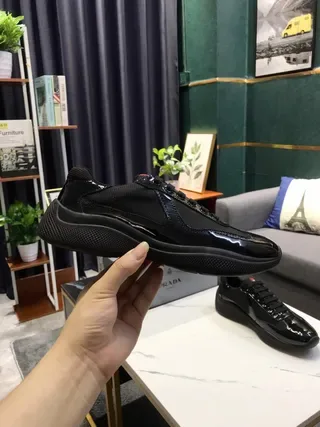 Black Glossy Patent and Mesh Lace-Up Lifestyle Sneakers 9