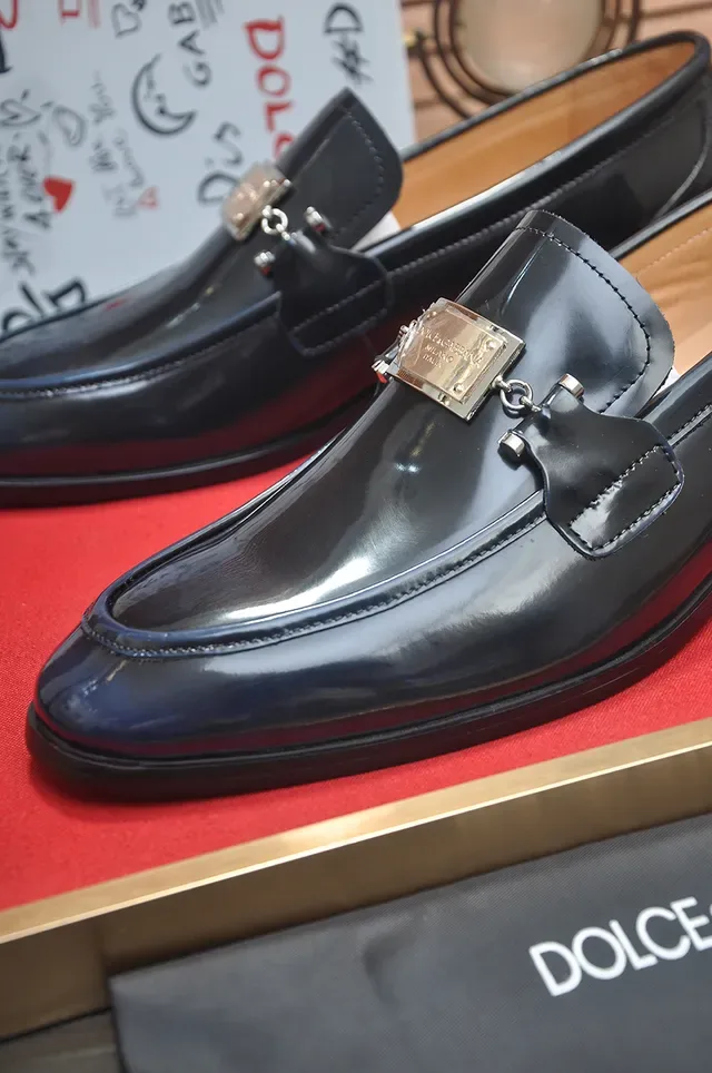 Black Gold Glossy Patent Leather Metal Bit Strap Loafer 2
