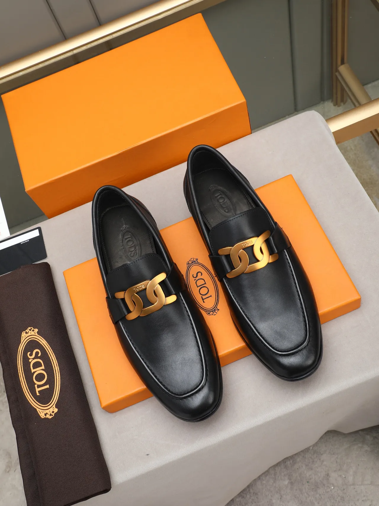 Black Gold Leather Buckle Strap Loafer 3