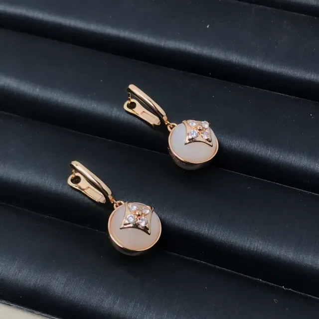 Black Gold Lever-Back Cabochon Earrings 4