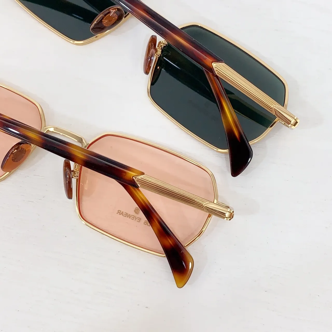 Black Gold Rectangular Lens Thin Metal Frame Sunglasses 2