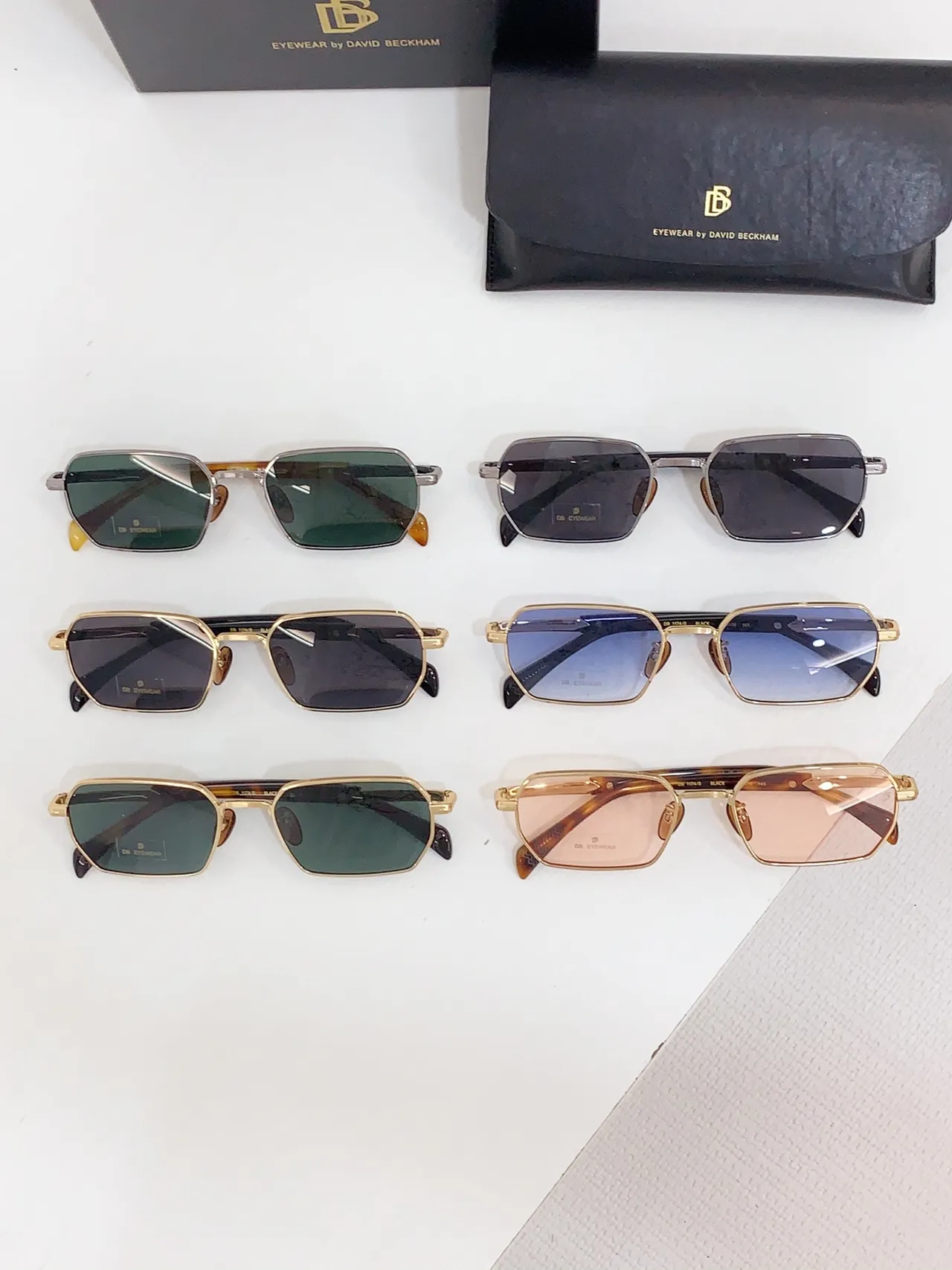 Black Gold Rectangular Lens Thin Metal Frame Sunglasses 9