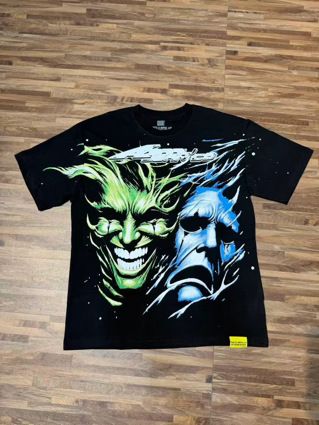 Black Graphic-Print Crewneck Double-Sided Print T-Shirt 5