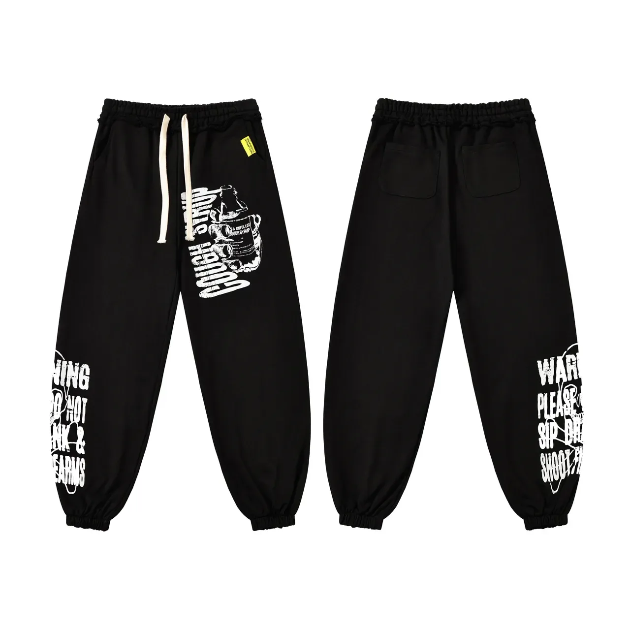 Black Graphic-Print Oversized Hoodie and Jogger Tracksuit 3
