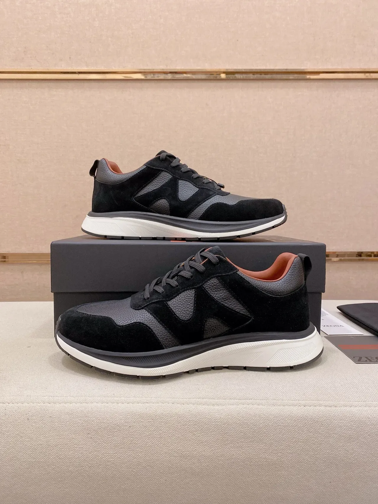 Black Gray Mixed-Material Upper Paneling Sneakers 6