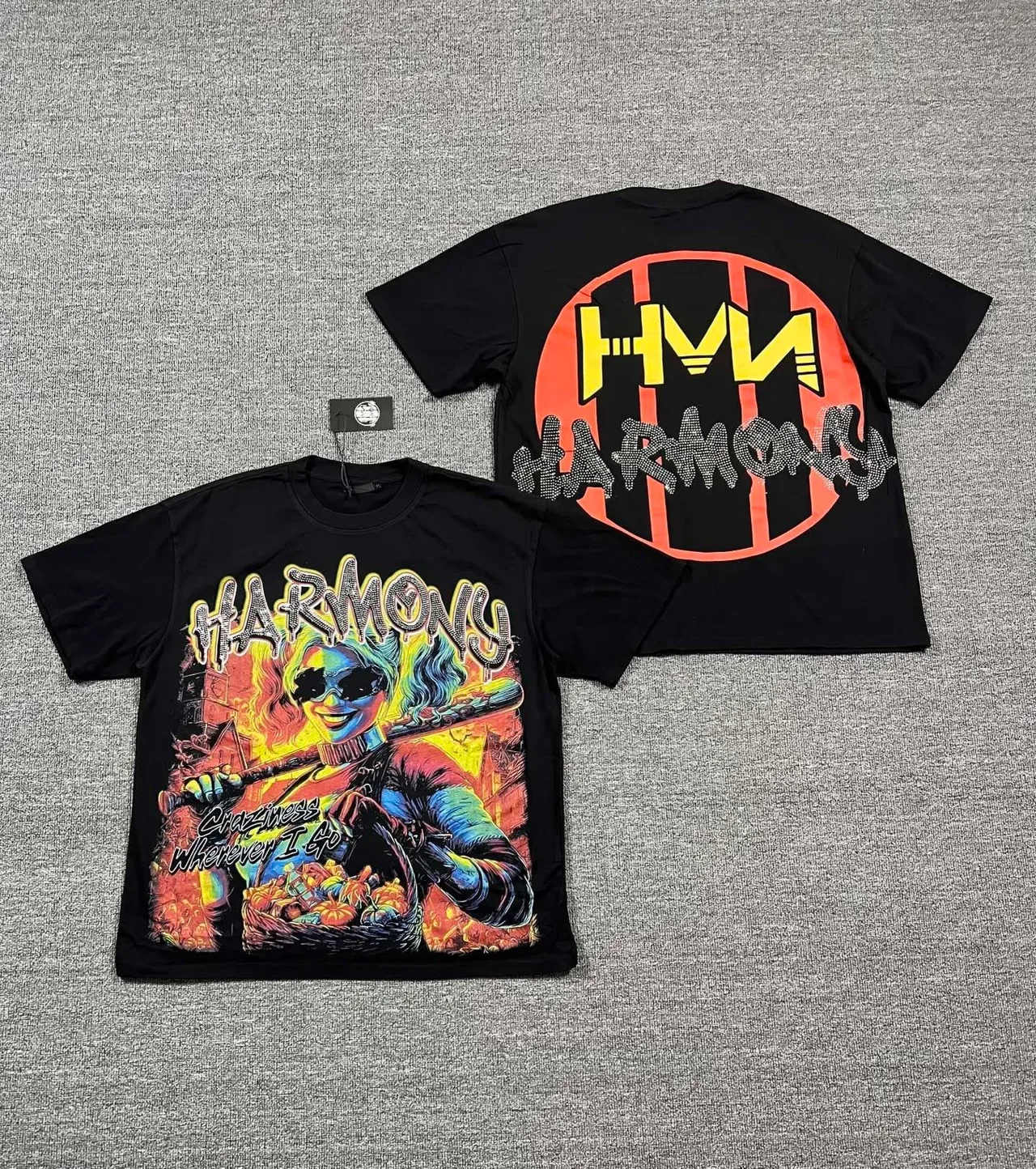 Black Multicolor Graphic Print Crewneck T-Shirt 2