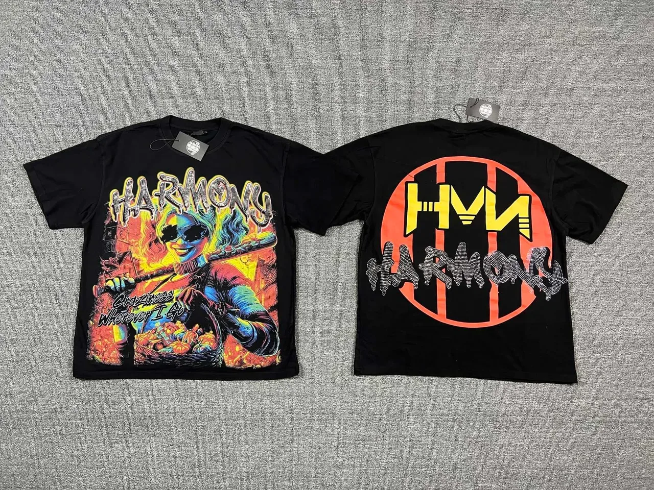 Black Multicolor Graphic Print Crewneck T-Shirt 6