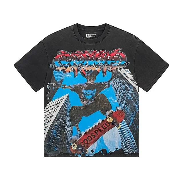 Black Multicolor Graphic Print Oversized T-Shirt 2