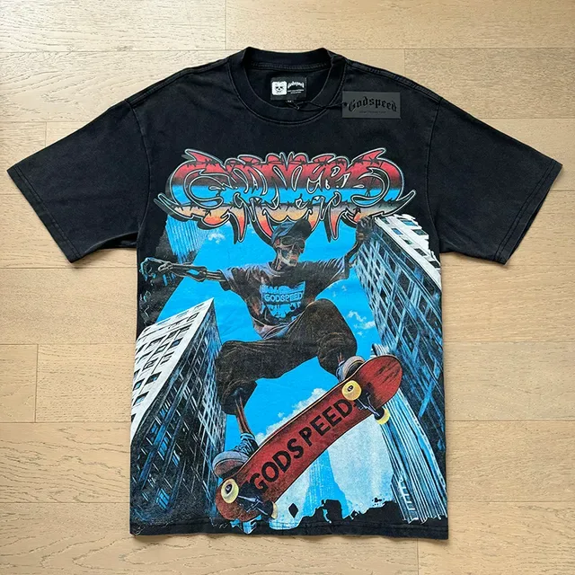 Black Multicolor Graphic Print Oversized T-Shirt 5