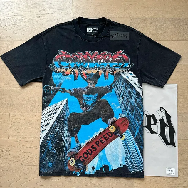 Black Multicolor Graphic Print Oversized T-Shirt 6