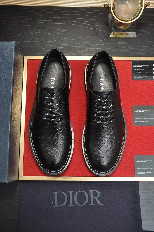 Black Ostrich-Embossed Cap Toe Oxford Shoe 5