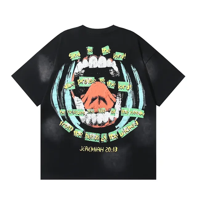 Black Oversized Double-Sided Graphic Print T-Shirt 3