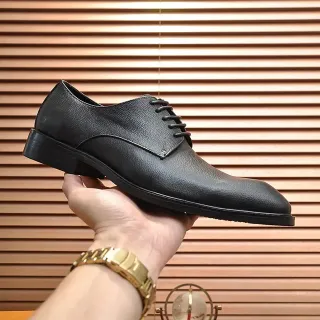 Black Pebbled Leather Cap Toe Oxford Shoes