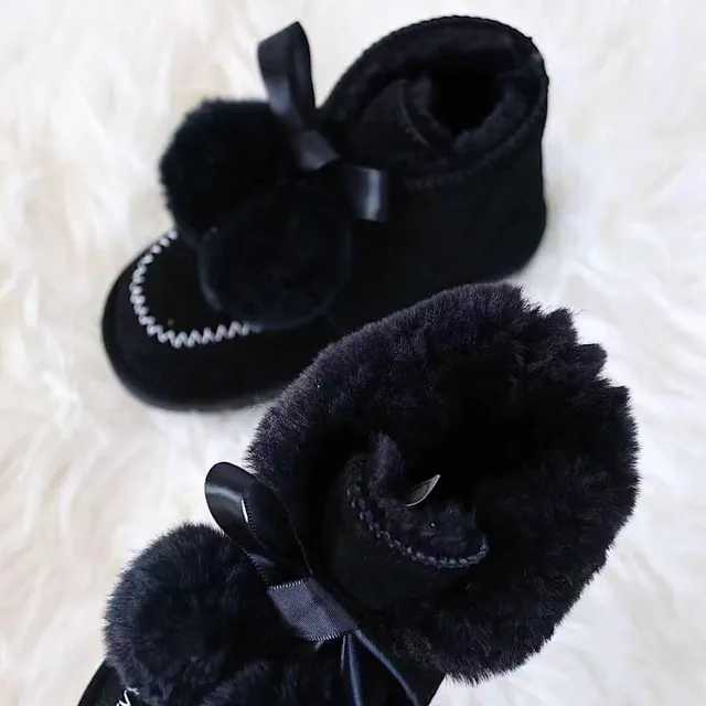 Botines de neige en fourrure avec pompon cousu en moccasin noir et rose 12