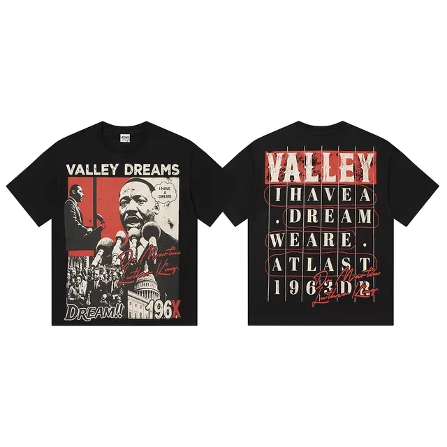 Black Red White Graphic Print Crew Neck T-Shirt 2
