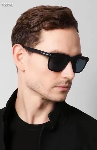 Black Silver Rectangular Frame Thin Metal Accent Bar Sunglasses 4